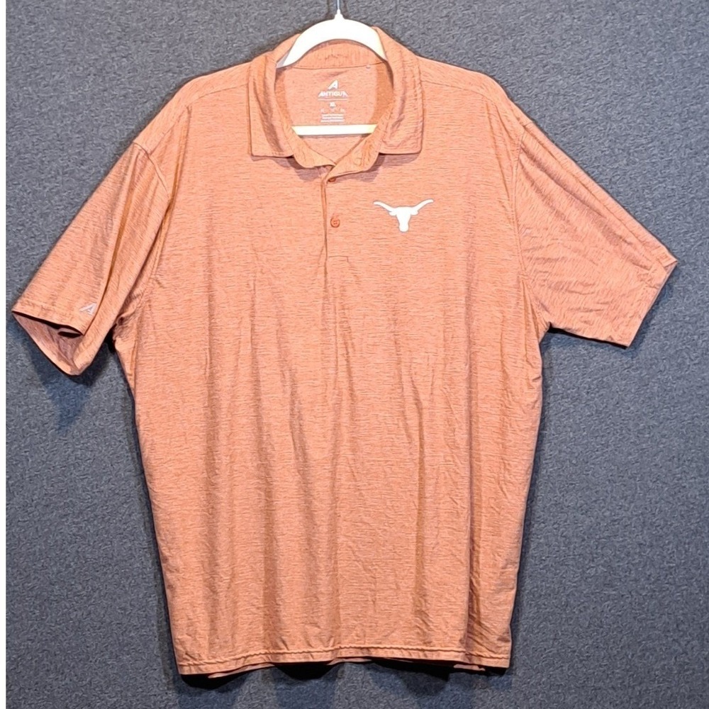 Antigua‎ Mens Texas Longhorns Performance Polo Shirt XL Burnt Orange Heathered